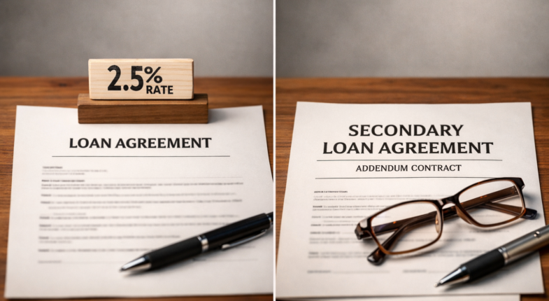 House with two separate loan layers illustrated