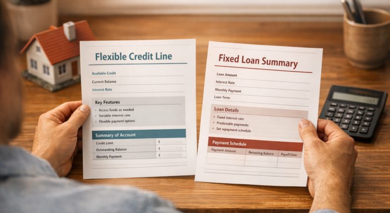 Side-by-side comparison of HELOC and home equity loan