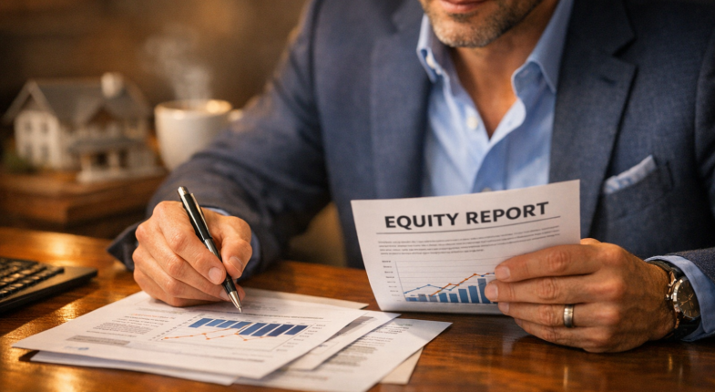 Investor reviewing real estate portfolio documents