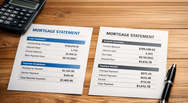 Side-by-side dual mortgage payment comparison chart