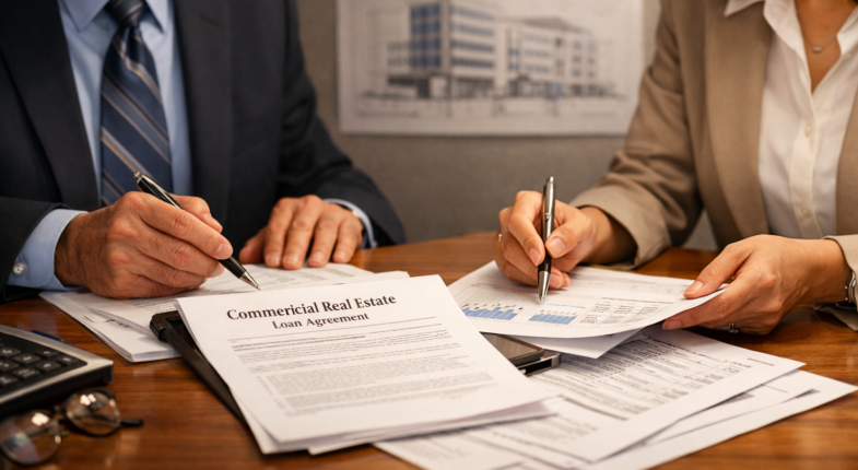 Lender reviewing risky commercial loan documents