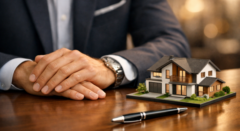 Investor reviewing commercial property equity documents