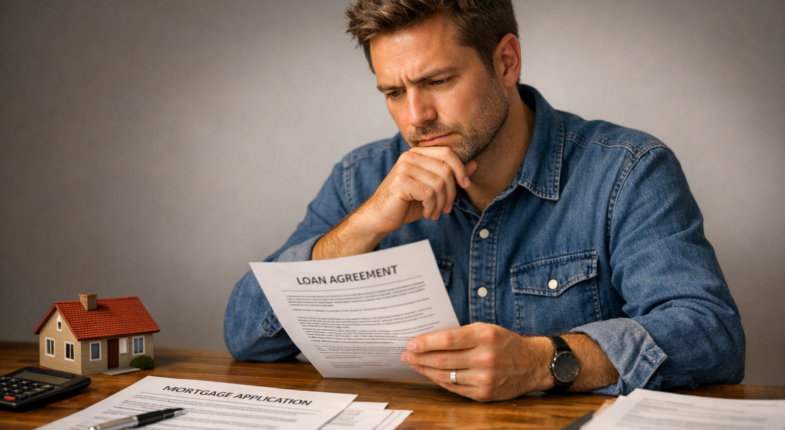 Borrower reviewing second mortgage foreclosure documents