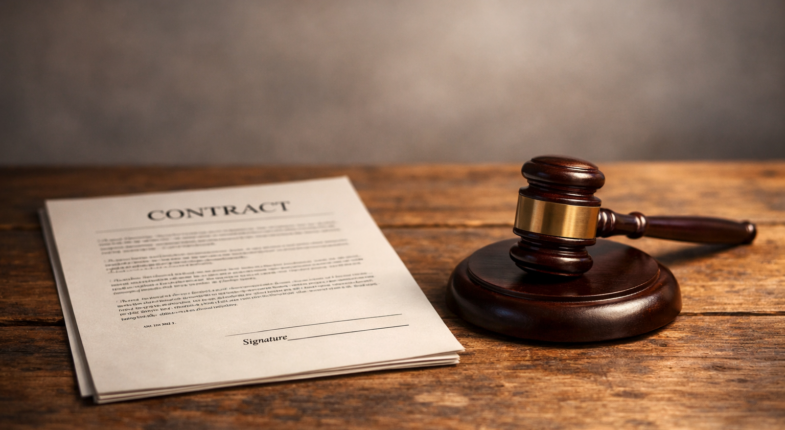 Inherited home with legal documents and gavel
